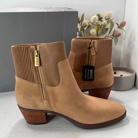 Vionic Shantelle Leather Waterproof Ankle Boots Wheat I2042L1200 Women's 9M NWB - Picture 6 of 10
